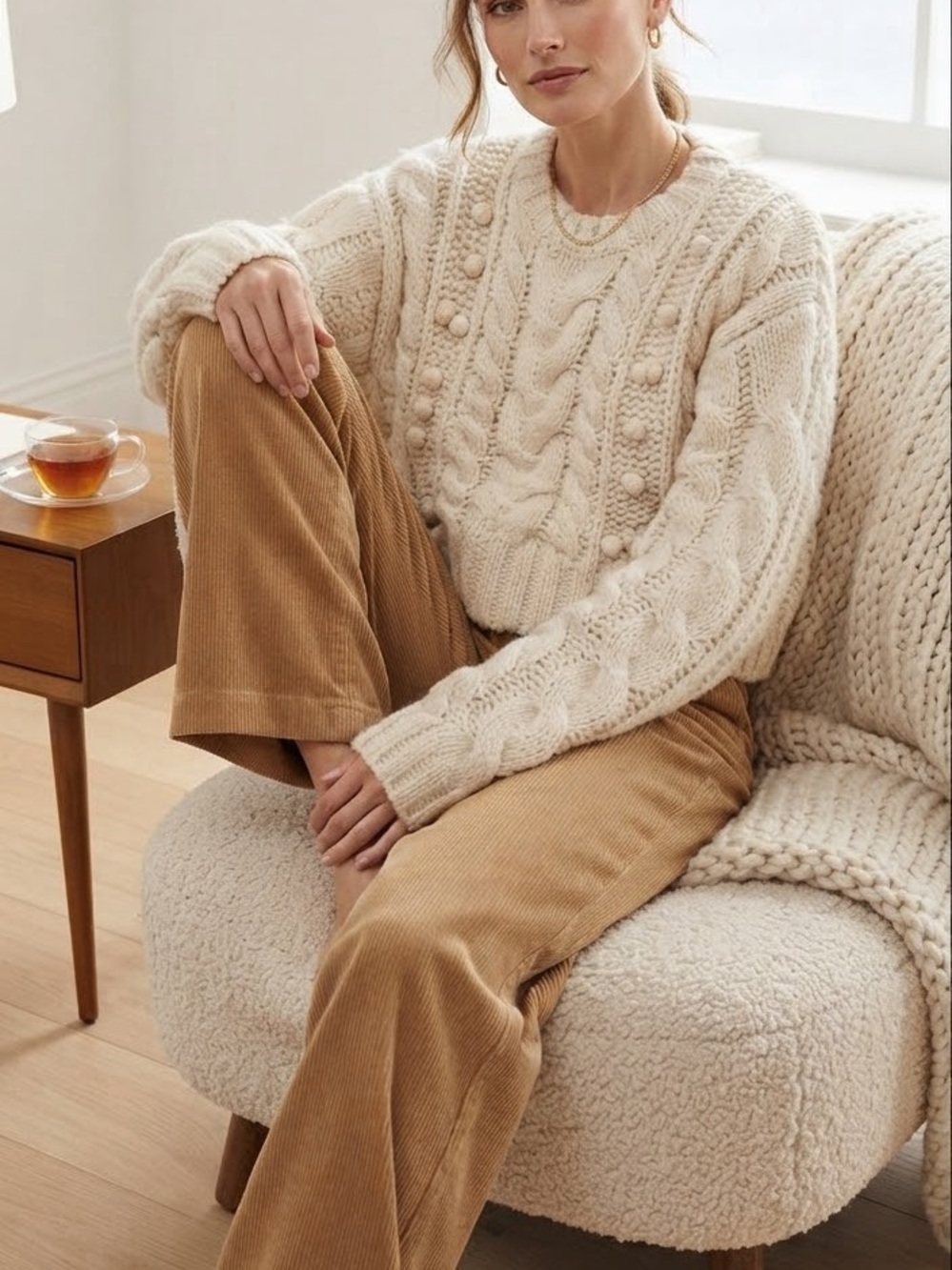 Cozy Cream Cable Knit Sweater
